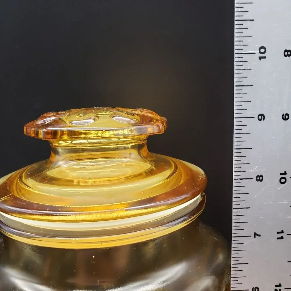 Vintage Federal Glass Show Off Amber Large Canister w Lid 8 7/8”